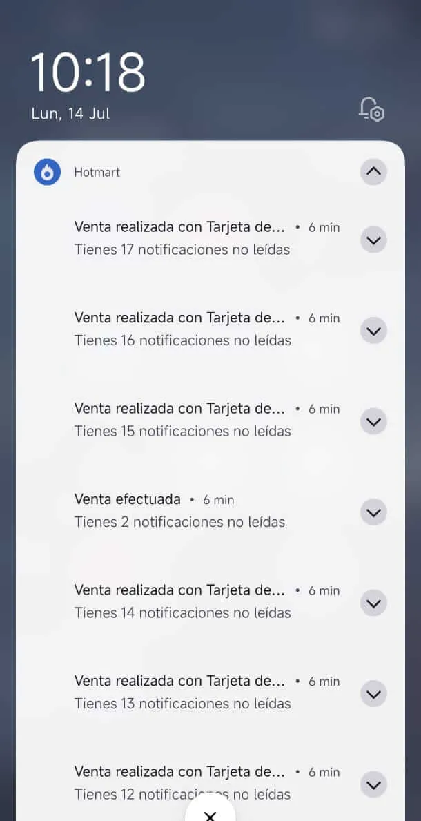 Notificaciones de ventas reales en Hotmart